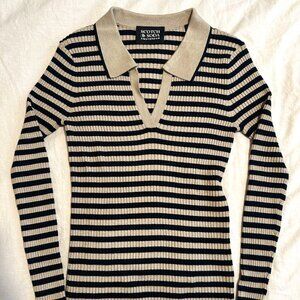 Scotch & Soda Long Sleeve Rib Knit Polo